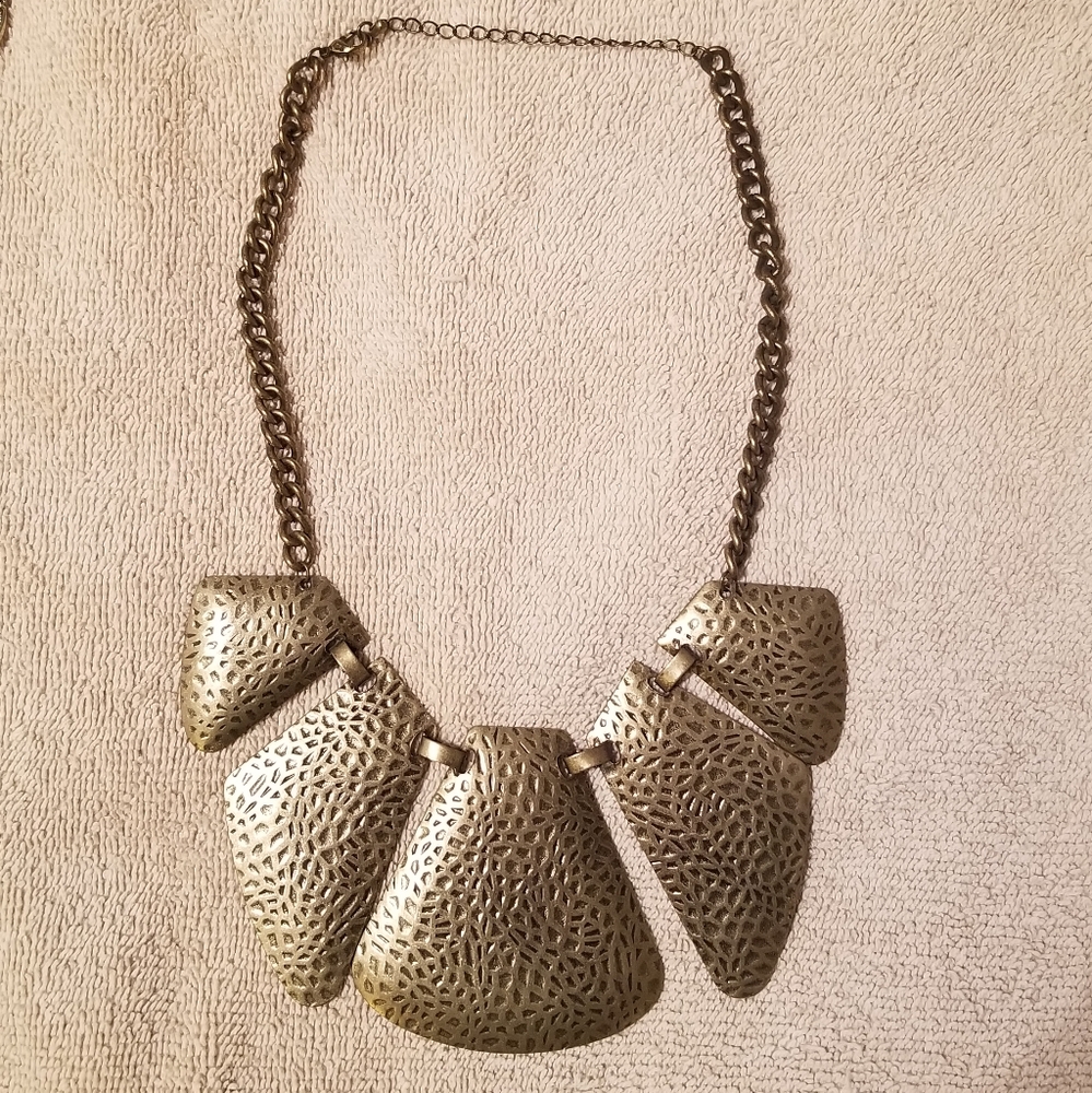 Antiqued Goldtone Statement Necklace